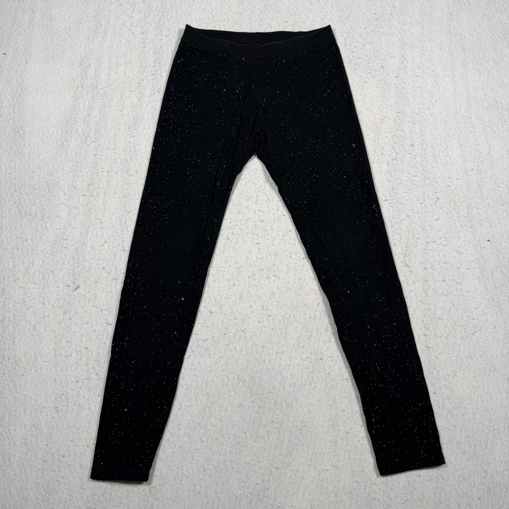 Cat & Jack Girls Black Sparkle Glitter Leggings Size L 10/12 Stretch Pants